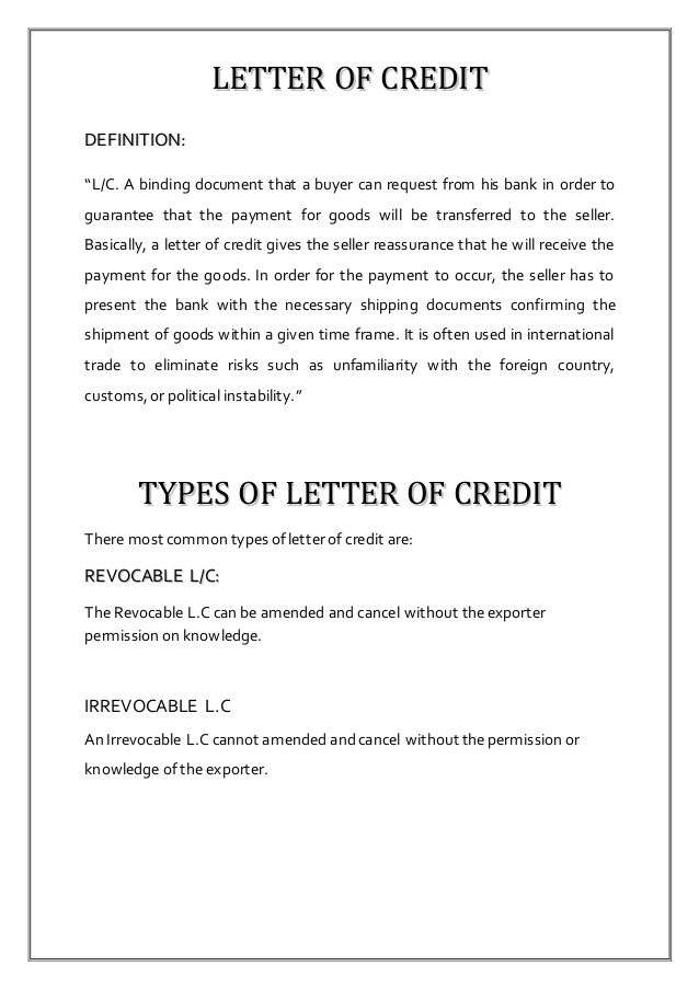 Letter of Credit